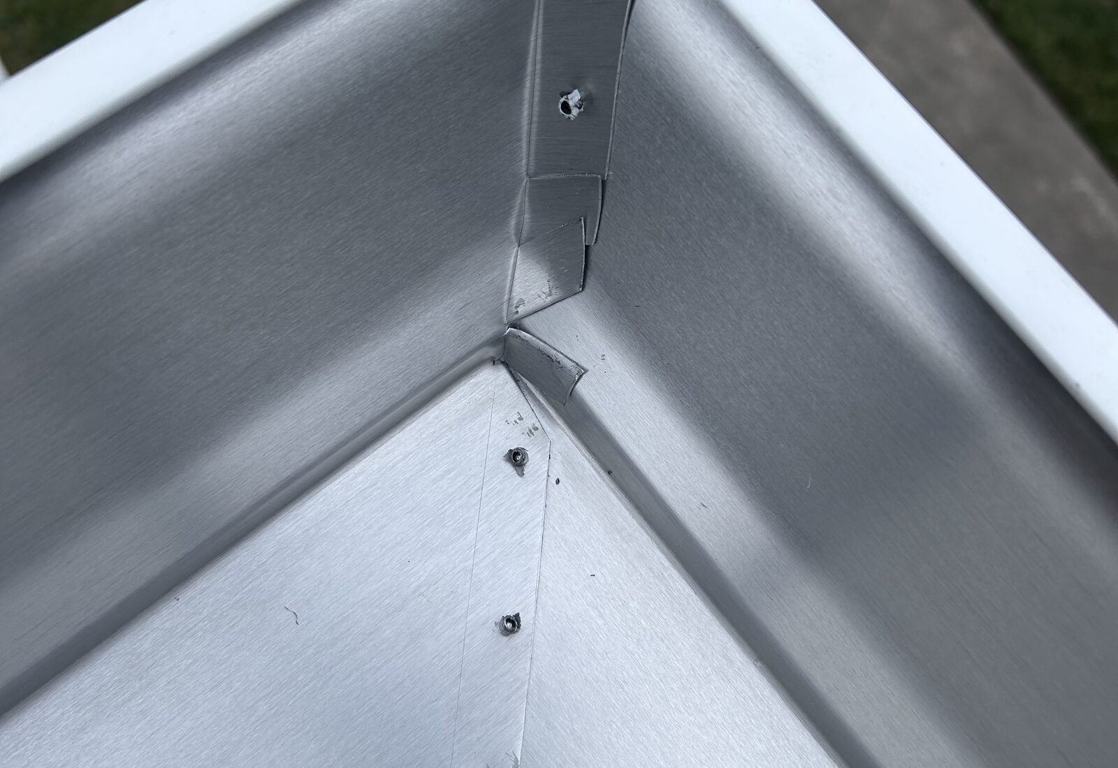 Hand-cut miter on a 6 inch seamless gutter